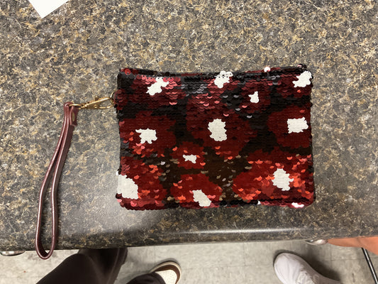 Sequin Garnet Black Wristlet
