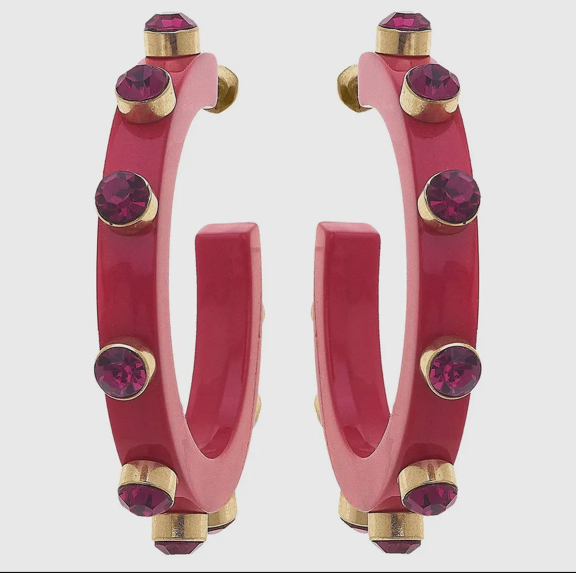Renee Resin and Rhinestone Hoop Earrings