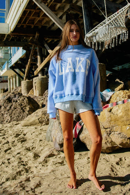 BEACH | LAKE Reversible Mock-neck Crop Sweatshirt