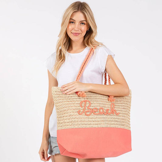 BEACH Crochet Tote Bag