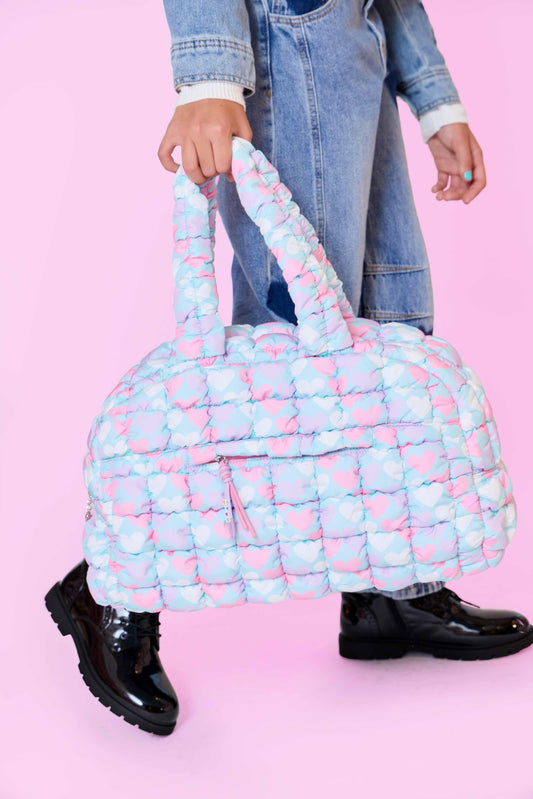 Quilted Scrunchies Heart Medium Duffle