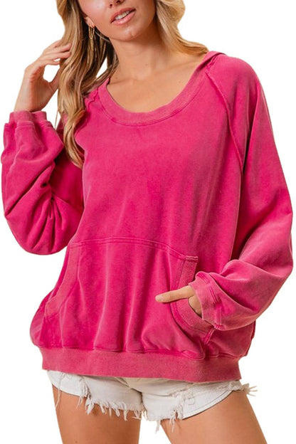 Washed French Terry Hoodie Top