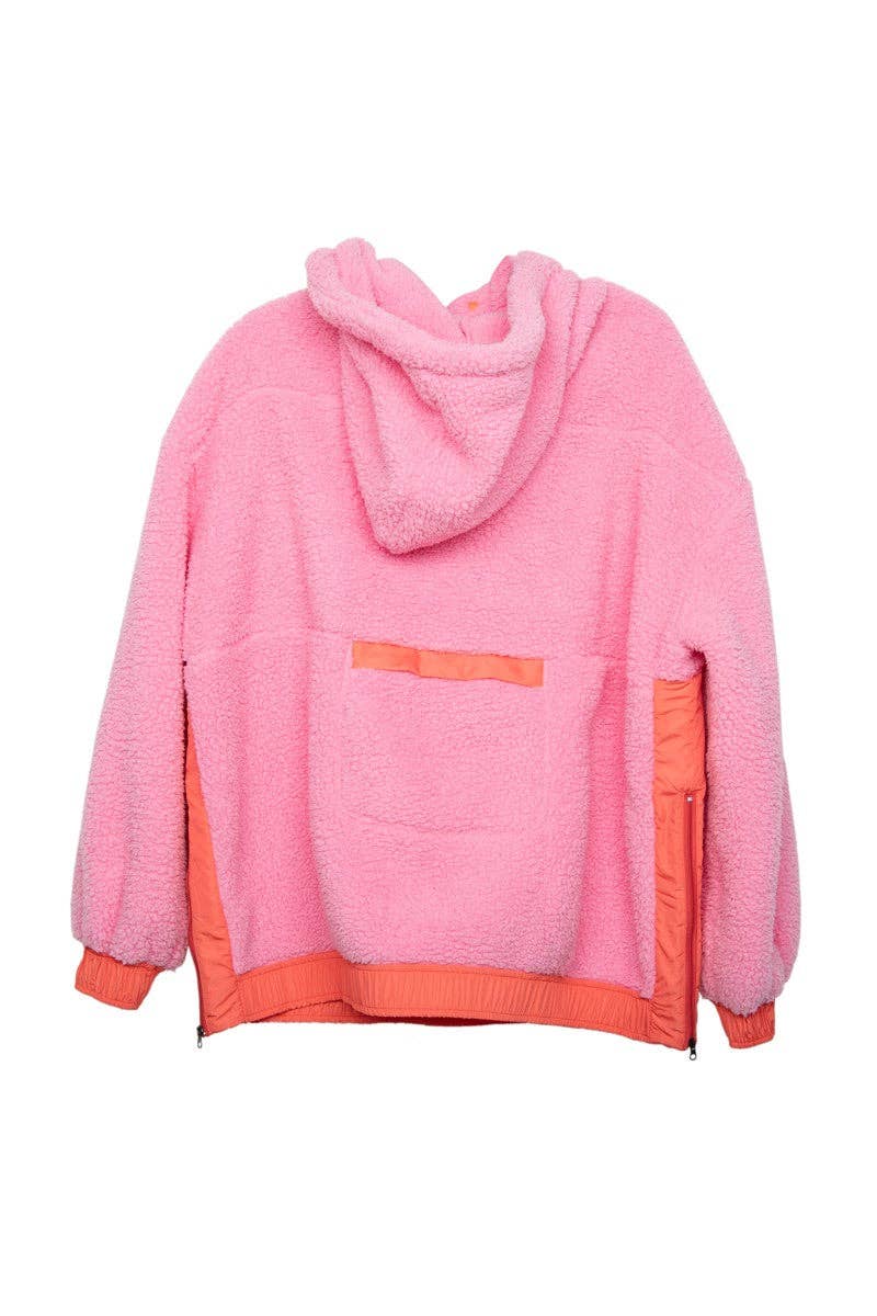 Pink Sherpa Pullover Hoodie