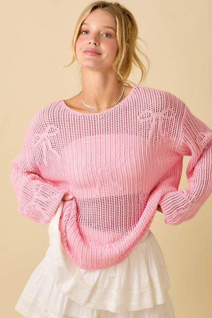 Pink Crochet Knit Top
