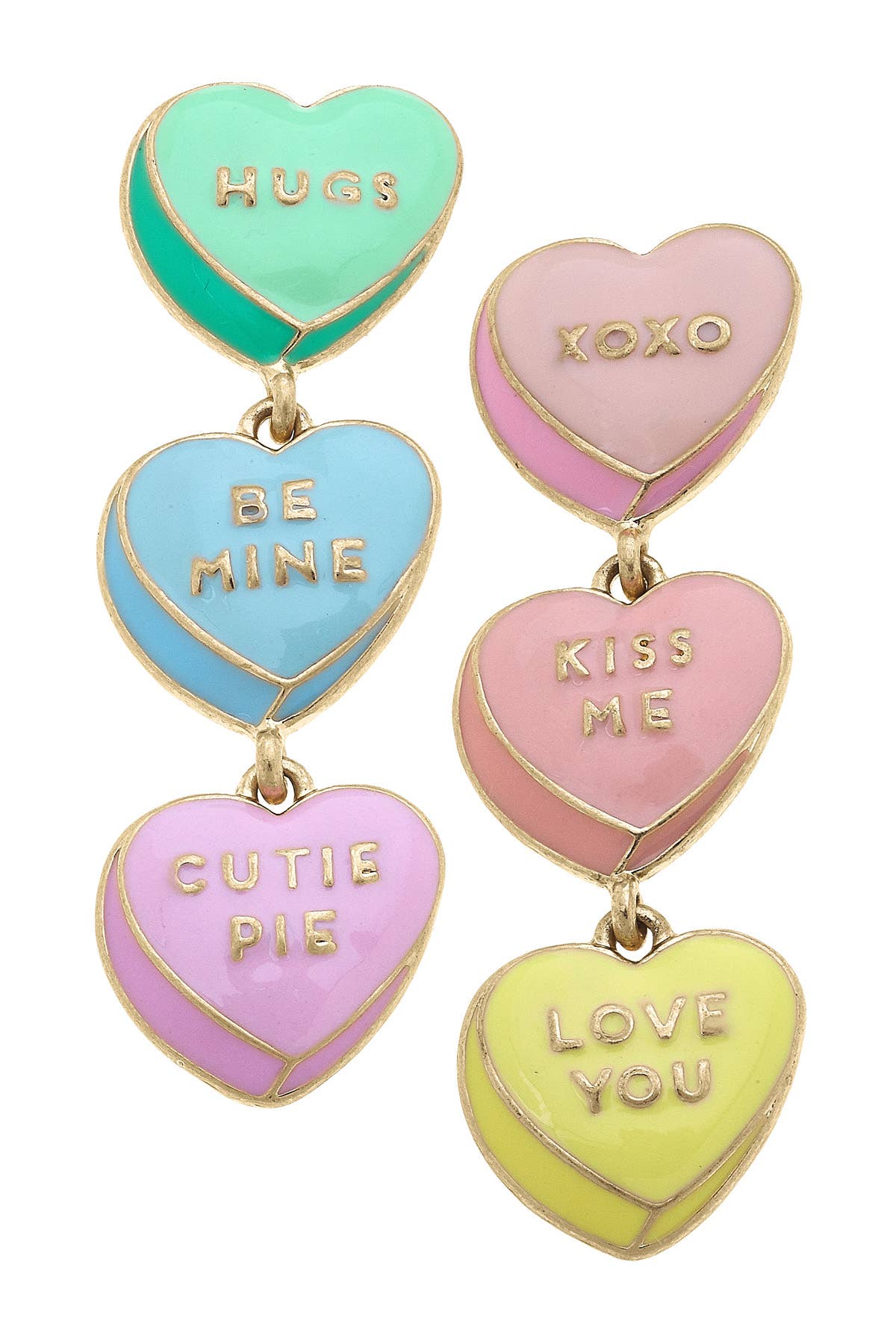 Valentines Conversation Hearts Enamel Earrings