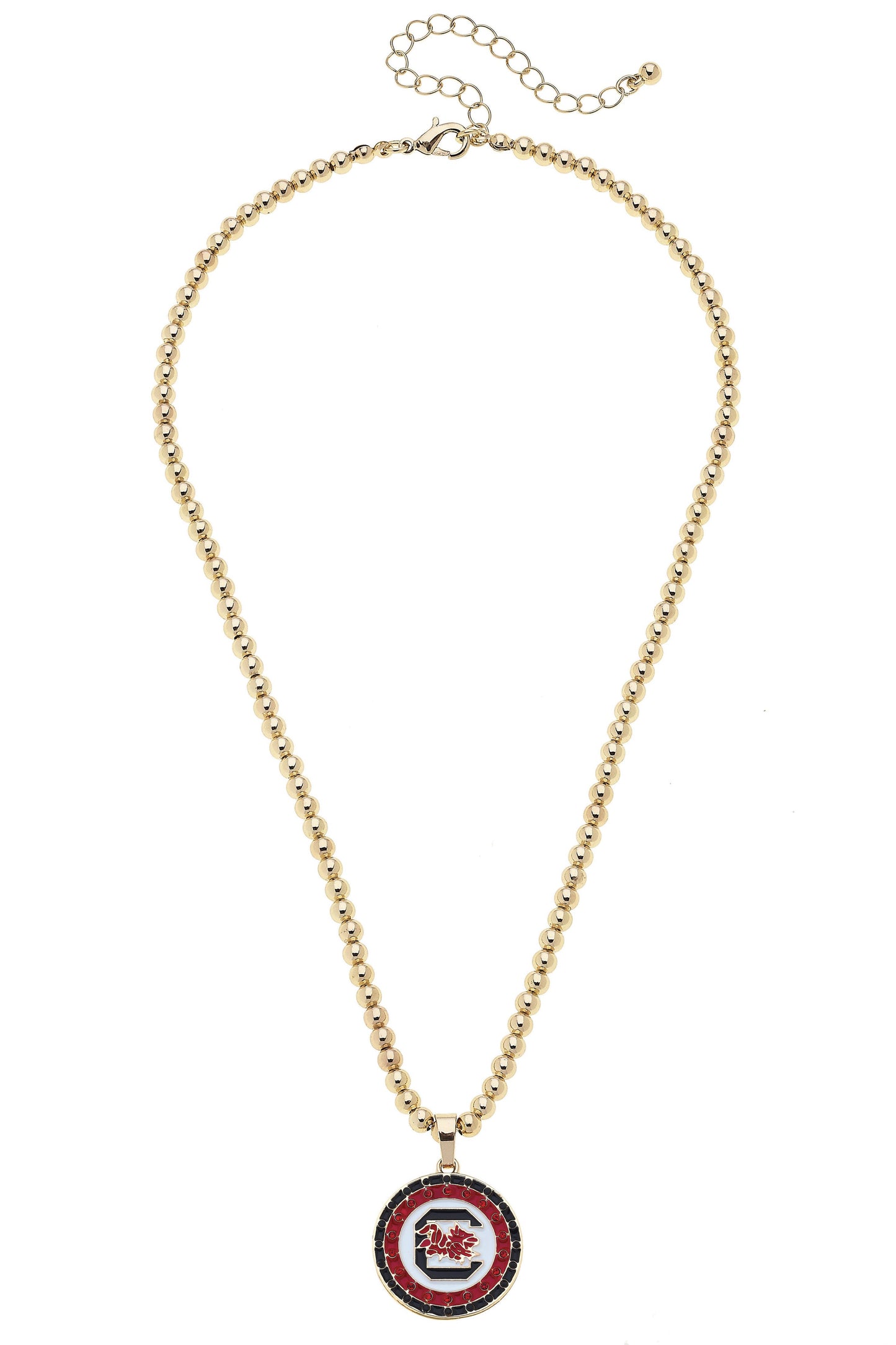 South Carolina Gamecocks Pave Disc Necklace in Shiny Gold
