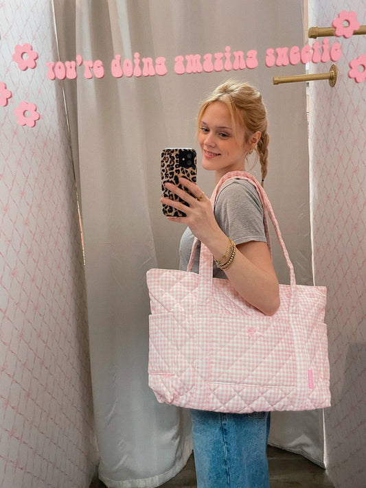 Pink pilates Tote, gym bag, large pink tote bag