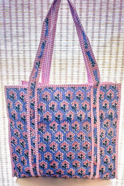 Sybil Blue Patterned Tote Bag