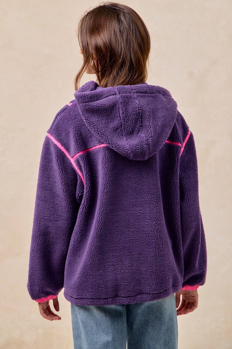 Sherpa Buttoned Hoodie Top