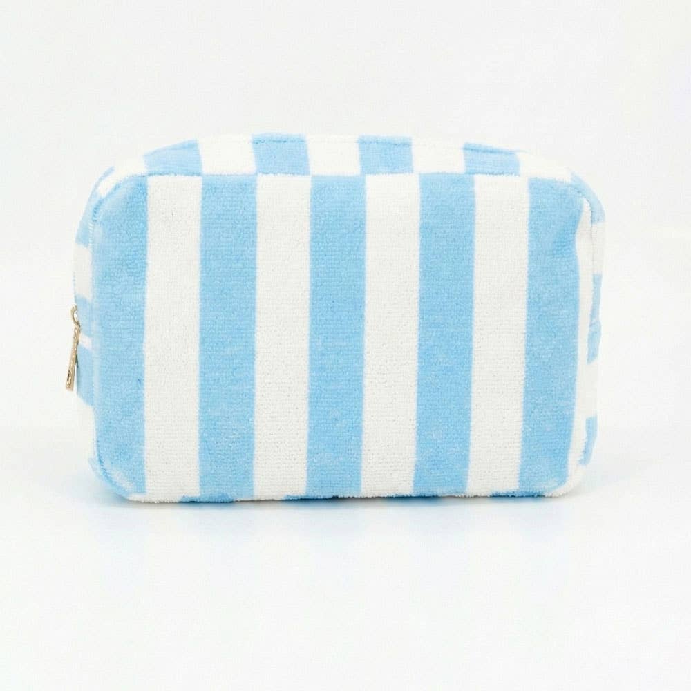 Striped Terry Cloth Cosmetic Pouch Bag