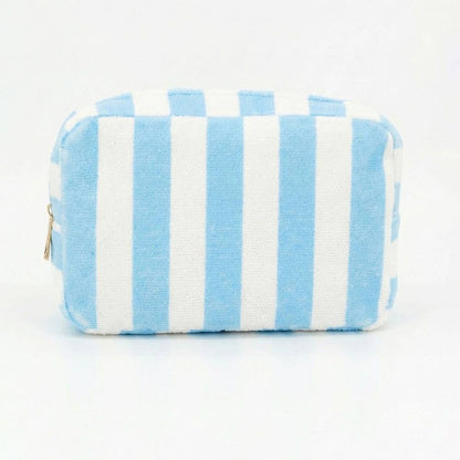 Striped Terry Cloth Cosmetic Pouch Bag