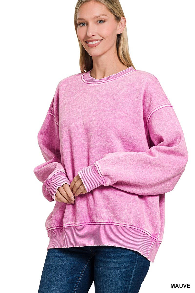 Acid Wash Oversized Pullover