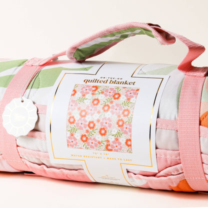 On-the-Go Quilted Blanket-Beyond Blooms Pink Orange