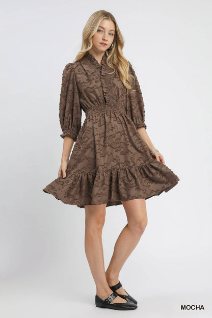 Textured Ruffle Mini Dress