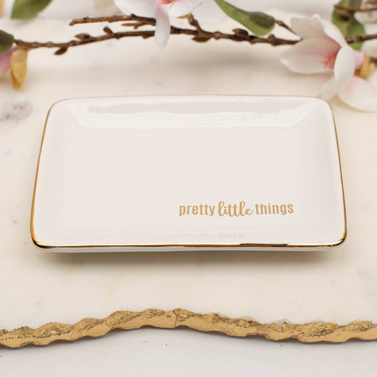 Pretty Little Things Trinket Dish   White/Gold   6x4