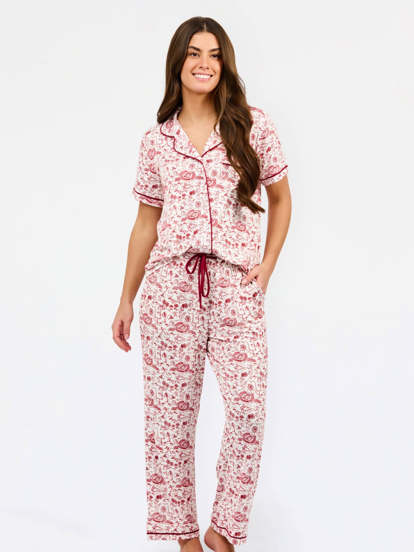 Charlotte Pajama Pants Set | Team Toile Garnet