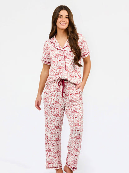 Charlotte Pajama Pants Set | Team Toile Garnet