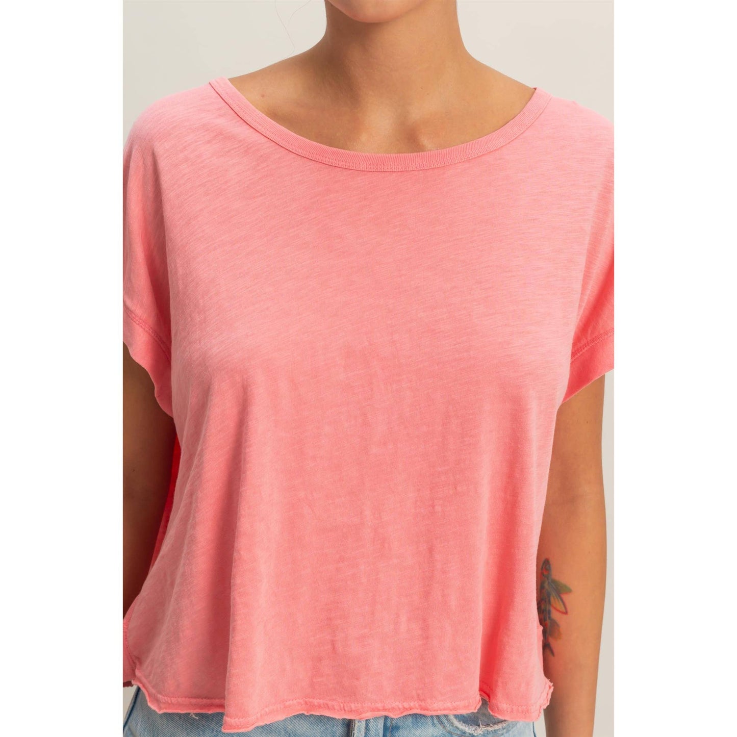 Acid Washed Cross Detail Open Back Top