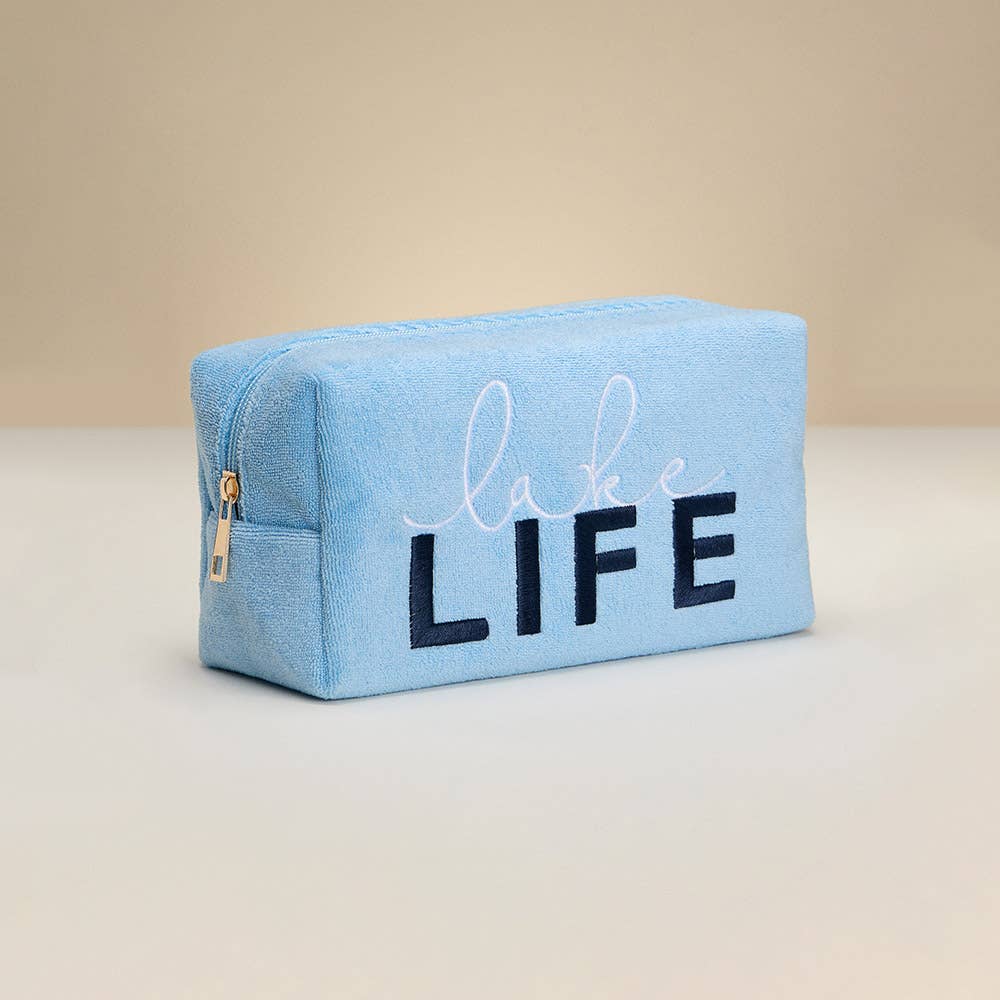 Lake LIFE Message Embroidered Cosmetic Pouch Bag Organizer