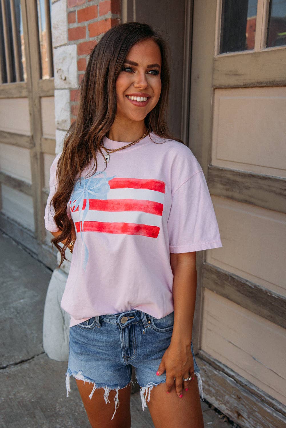 Pink Flag Bow Tee