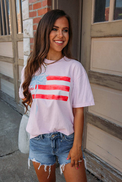 Pink Flag Bow Tee