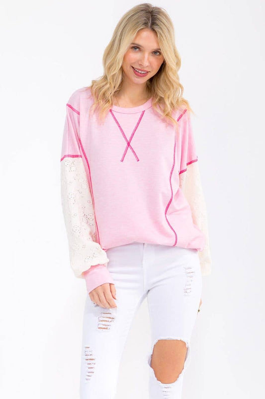 Contrast Lace Pullover