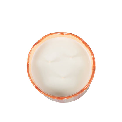 15 oz Orange Scallop Stripe Glass Candle – Fresh Peaches