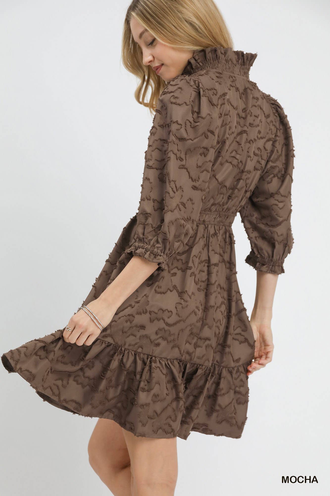 Textured Ruffle Mini Dress