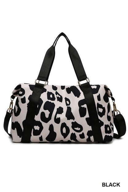 Leopard Print Large Weekend Travel Duffle Bag: PINK