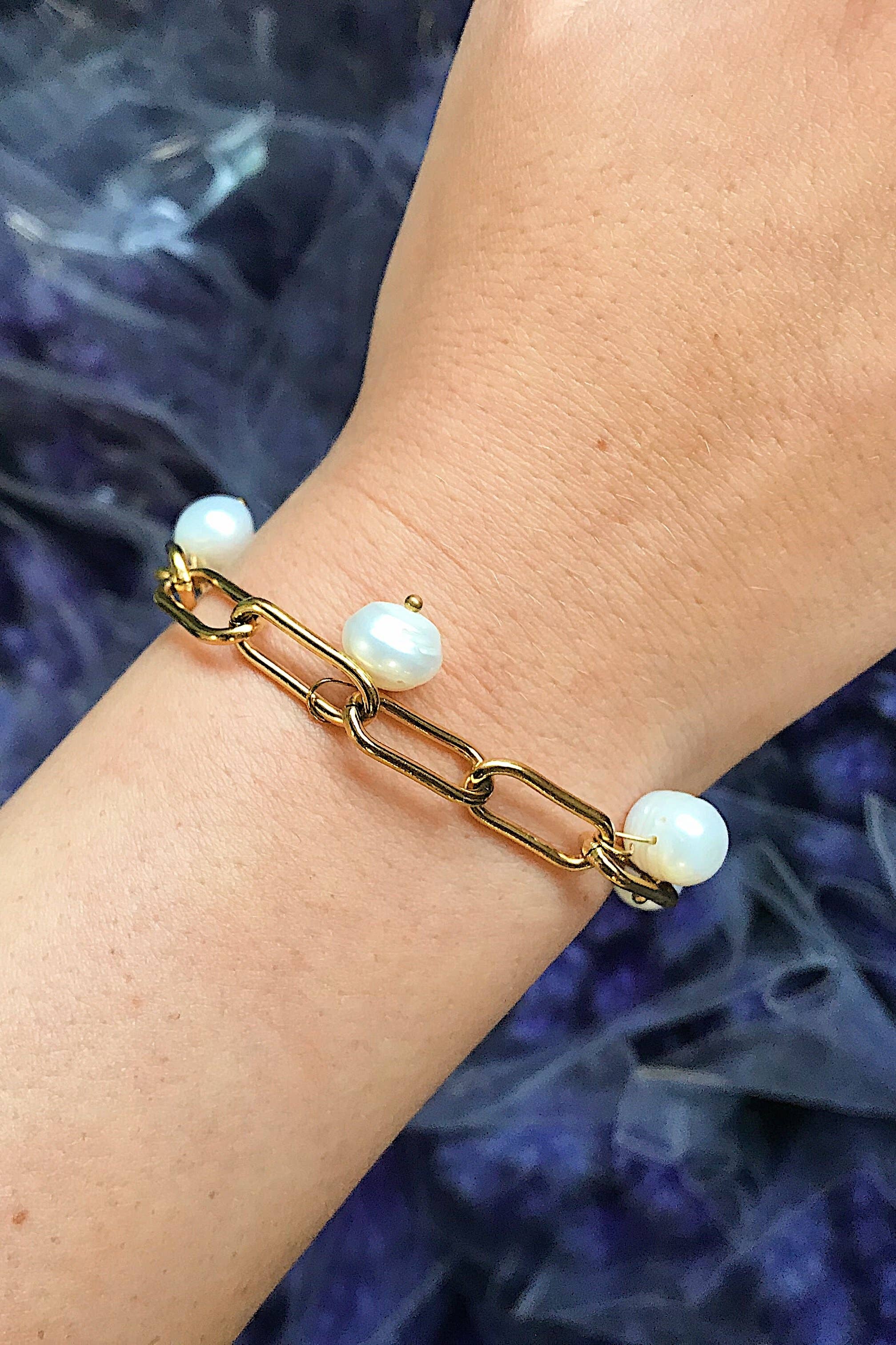 ブレスレット TATIANA Set Pearl and Silver Chain Bracelet SE0163 TATIANA】Pearl and Silver Chain Bracelet SE0163〜2点セット