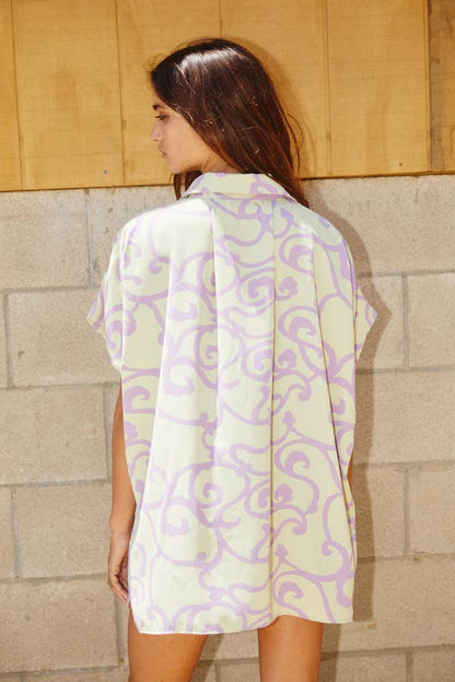 Short Dolman Sleeve Oversized Shirt