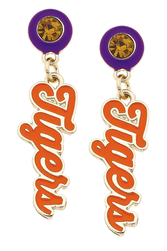 Clemson Tigers Autograph Enamel Earrings in Orange
