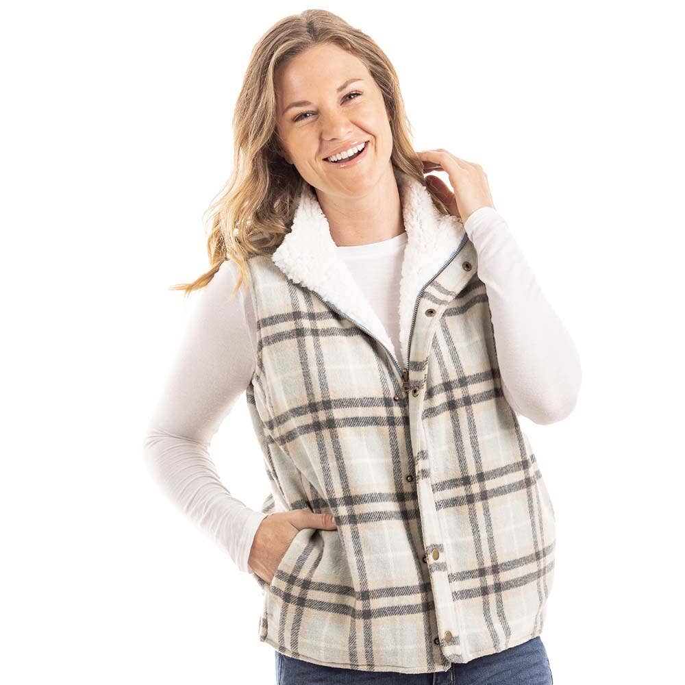 Plaid Print Fleece Lined Vest