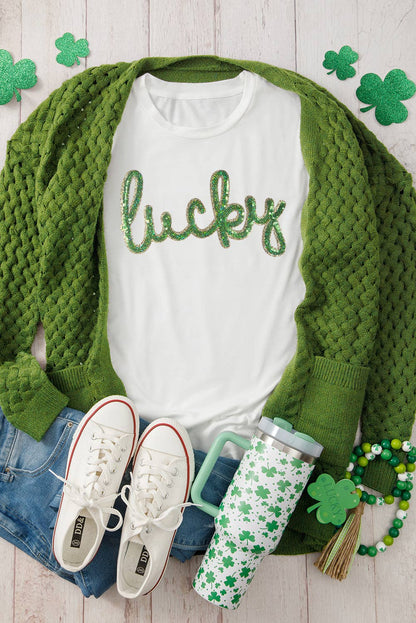 Sequin Lucky St.Pats Day Tee