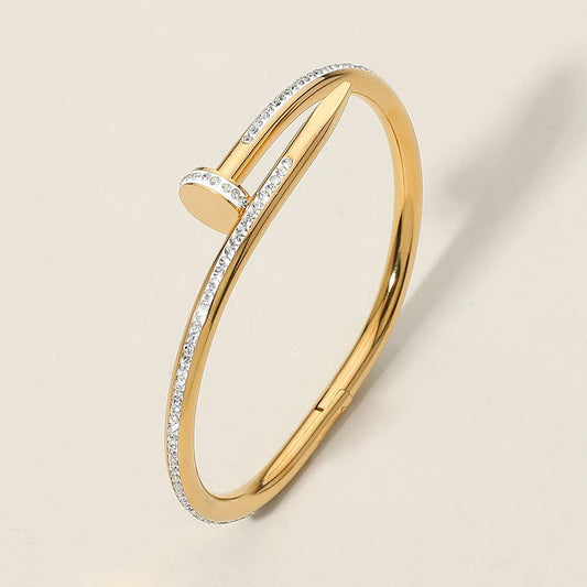 Stone Paved Hinged Bangle Bracelet