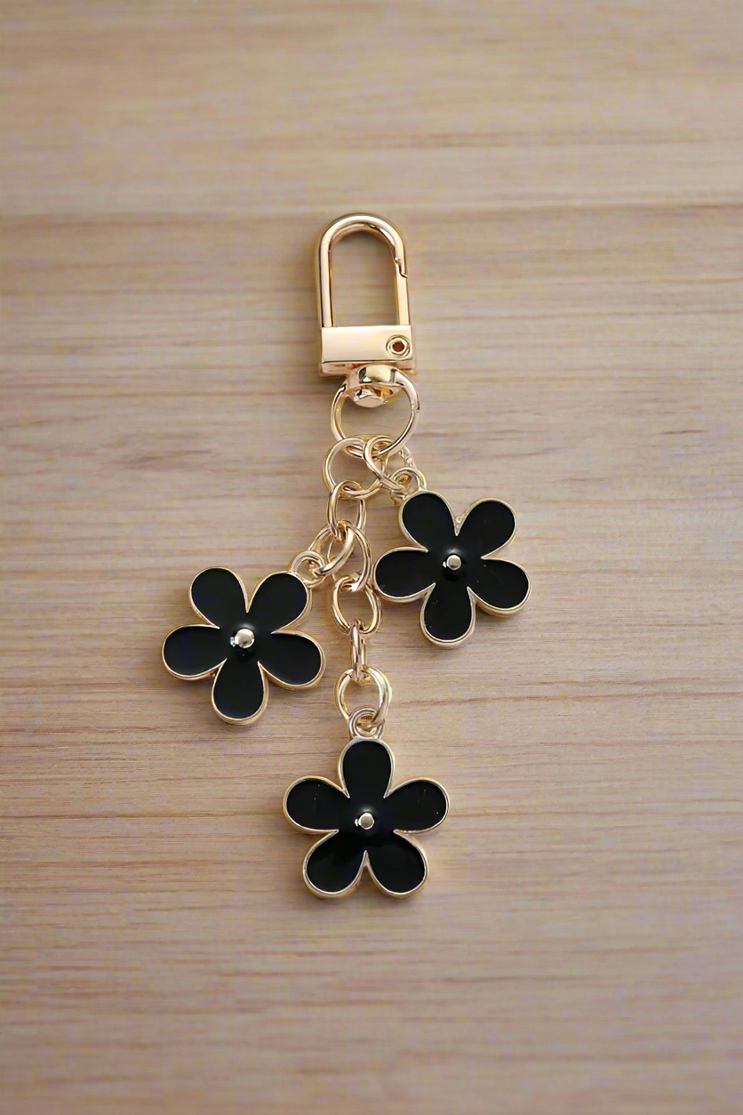 Black Tiered Floral Purse Charm