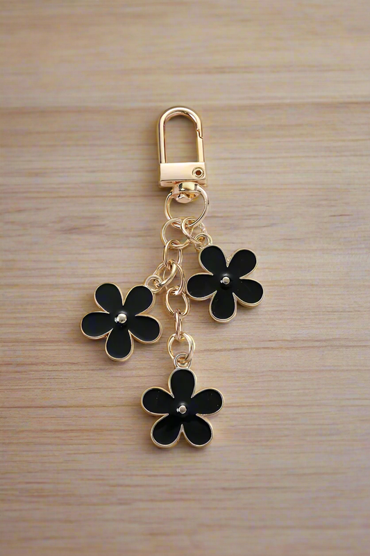 Black Tiered Floral Purse Charm