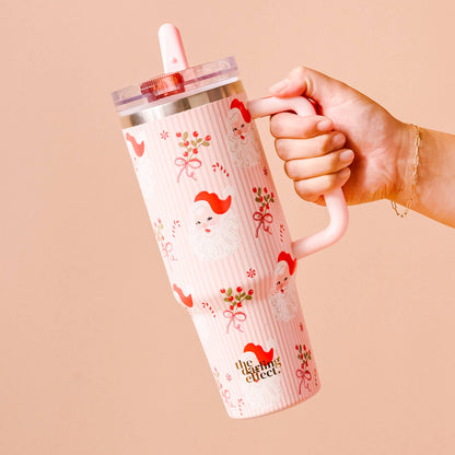 40 oz Lifestyle Flip Straw Tumbler-Holly Jolly Santa