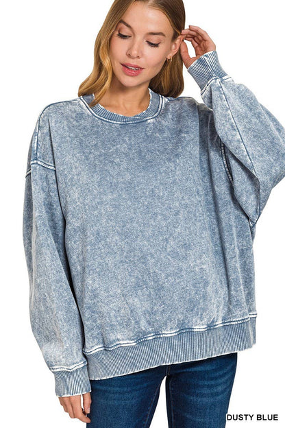 Acid Wash Oversized Pullover