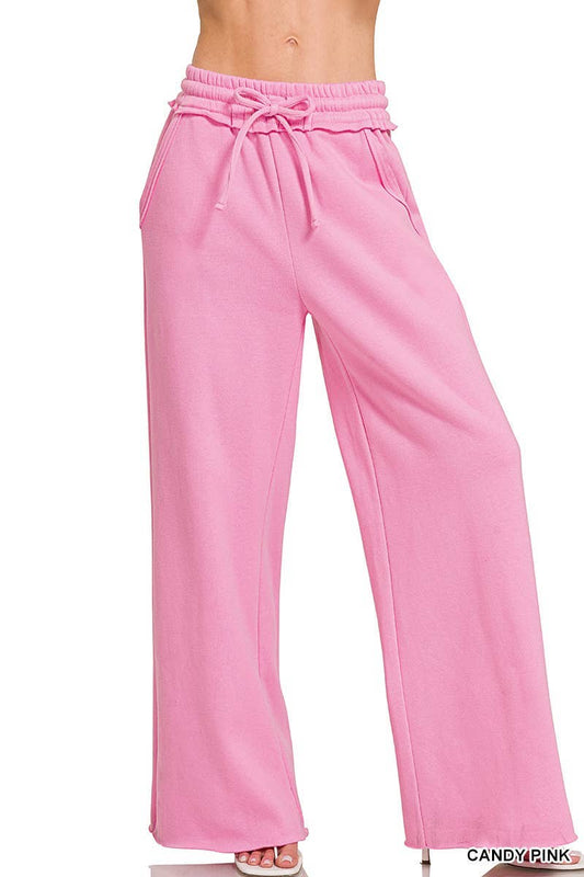 Fleece Exposed Seam Wide Leg Sweatpants