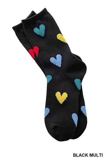 Colorful Heart Pattern Socks, 6 Pairs In 1 Pack