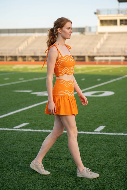 Ric Rac Trim Crop Top & Ruffle Skort Set