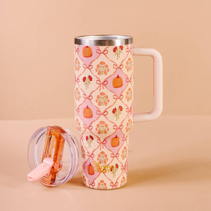 40 oz Lifestyle Flip Straw Tumbler-Patchwork Pumpkins