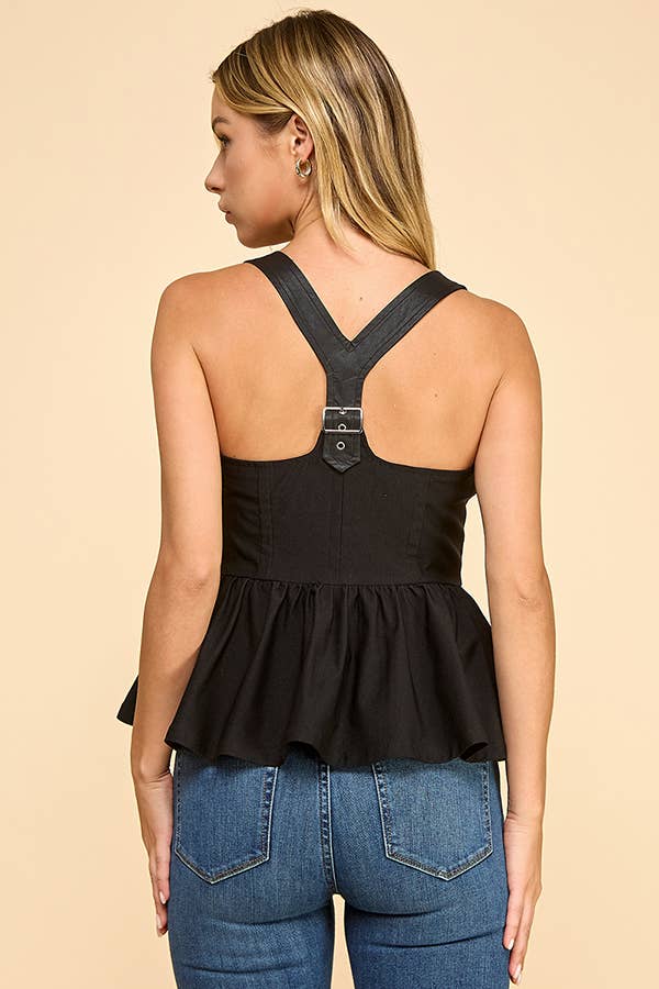 Gameday Buckle racer back babydoll halter top