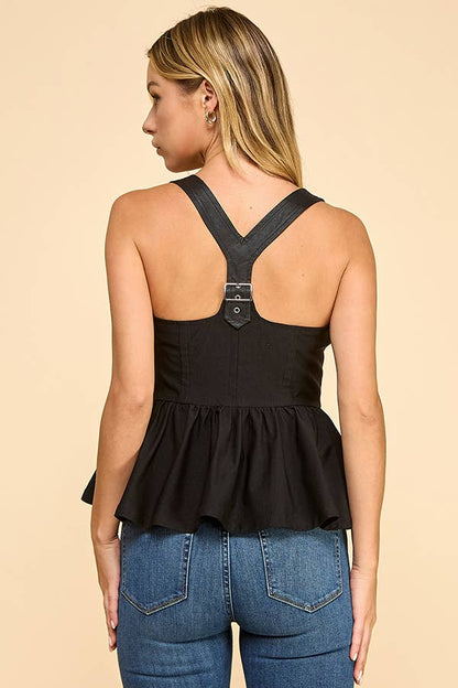 Gameday Buckle racer back babydoll halter top