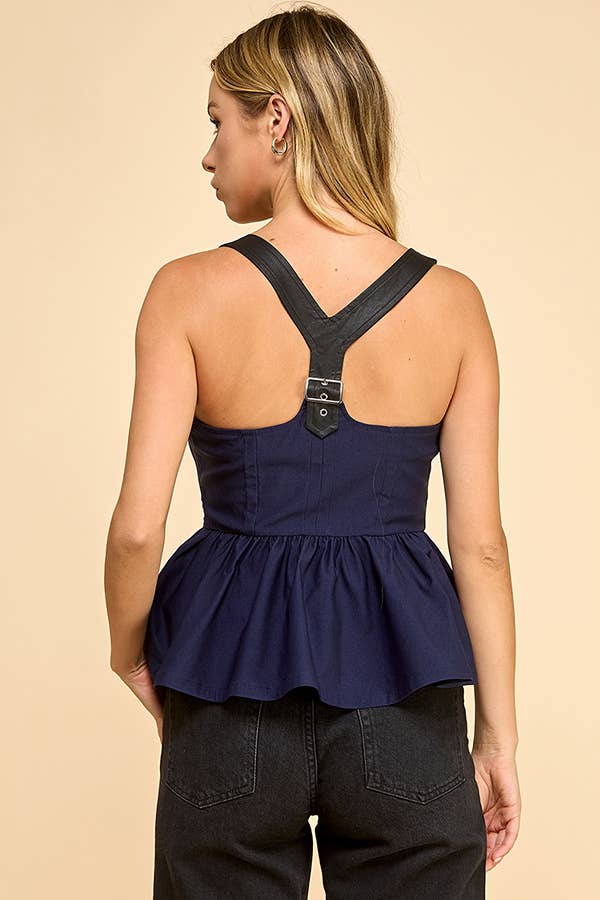 Gameday Buckle racer back babydoll halter top