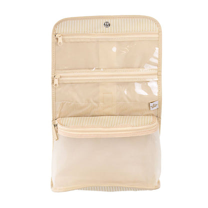 Pinstripe Travel Cosmetic   White/Shell   9.75x8x2.75
