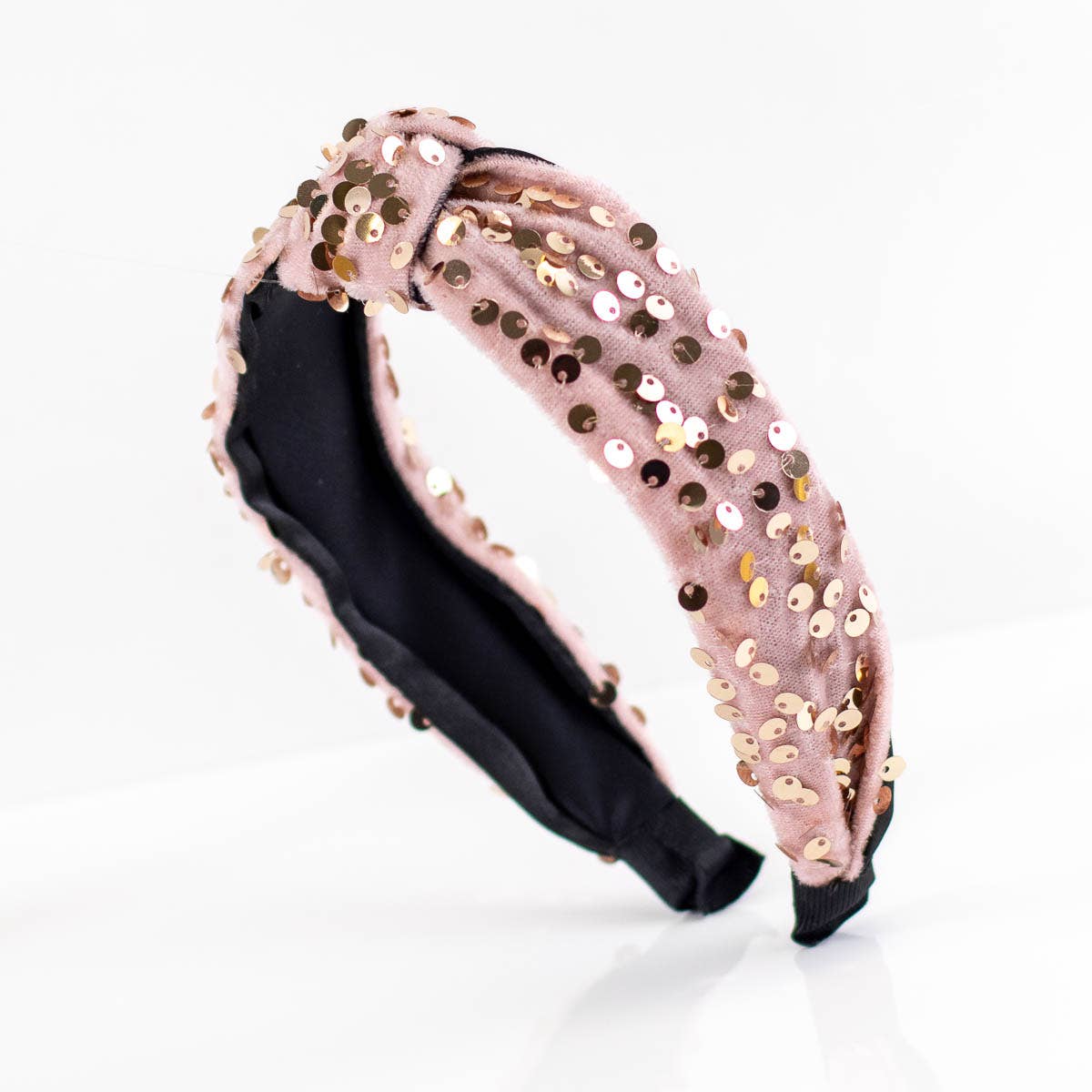 Sequin Knotted Headband   Rose Gold   One Size