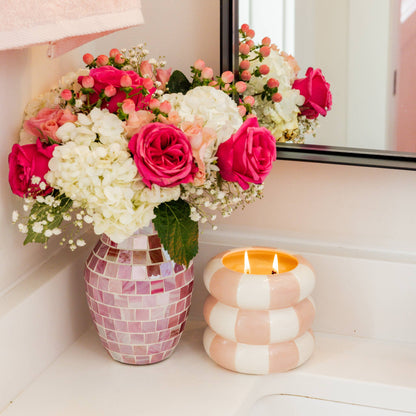 Sweet Grace Striped Pink Candle