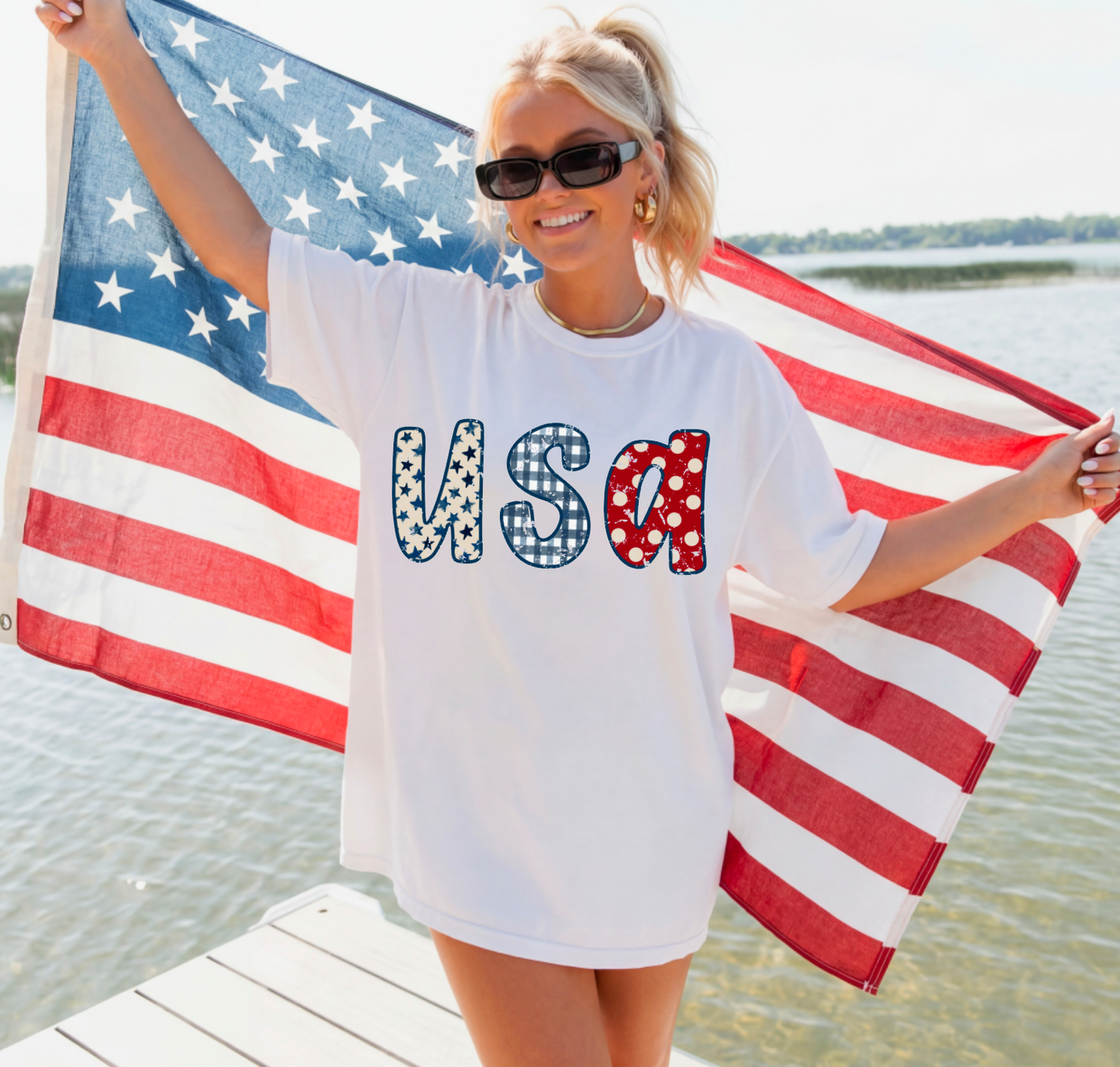 Distressed USA Graphic Tee America